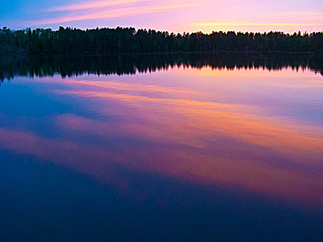 加拿大,安大略省,公园,湖,日落,荒野,粉色