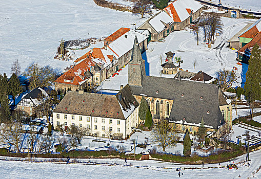 寺院,冬天,阿恩斯贝格,藻厄兰,北莱茵威斯特伐利亚,德国