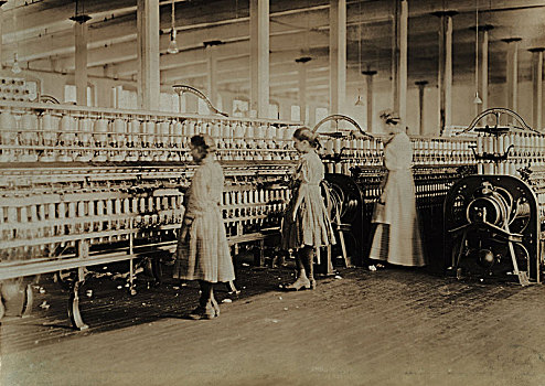 两个女孩,工作,挨着,成年,纺织厂,北卡罗来纳,美国,国家,童工,十一月,女孩,职业,历史