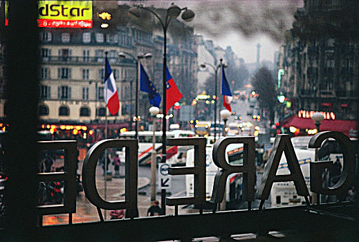 城市街道,窗户,火车站,巴黎,法兰西岛,法国