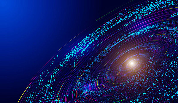 线条,粒子流构建宇宙漩涡,网络技术大数据背景