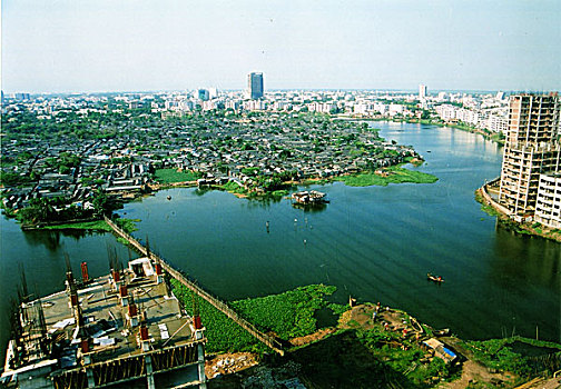 航拍,达卡,城市,首都,孟加拉