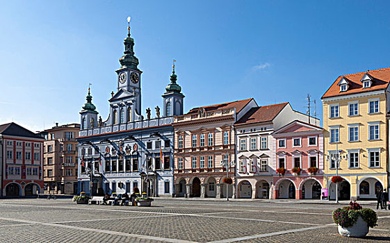 市政厅,历史,中心,布杰约维采,南,波希米亚,捷克共和国,欧洲