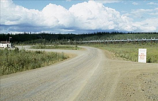 标识,猎人,停止,公路,桥,油,管道,远景