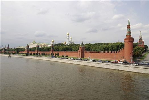 莫斯科,克里姆林宫,远眺,瓦西里升天大教堂,红场,花园,俄罗斯