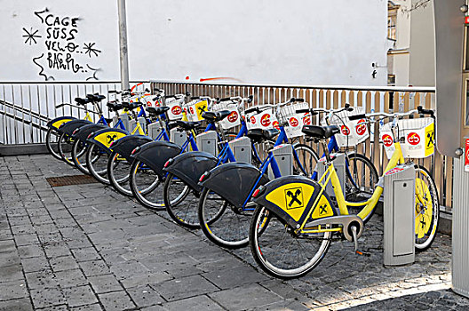 租赁,自行车,城镇中心,维也纳,奥地利,欧洲