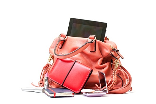 粉色,皮革,女性,手包,平板电脑,白色背景,背景