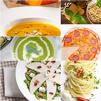 健康,美味,意大利食物,抽象拼贴画