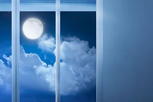 窗玻璃,空房,月光