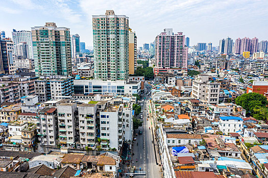 航拍广东广州越秀区城市街景