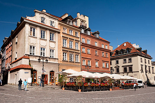 皇家,城堡广场,建筑,波兰,华沙,欧洲,旅游,走,人行道,老建筑,角,风景