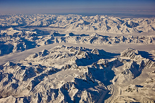 航拍,阿拉斯加山脉,风景,南方,冬天,室内,阿拉斯加