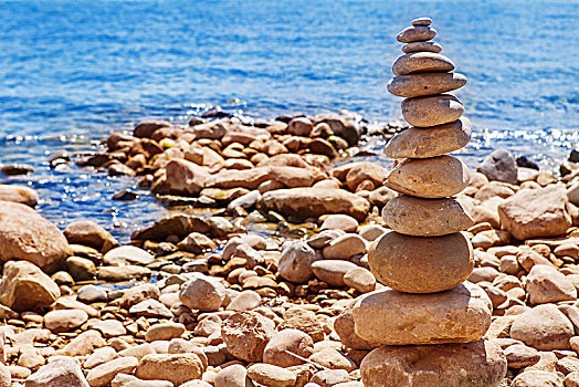 石头,柱子,放松,湖