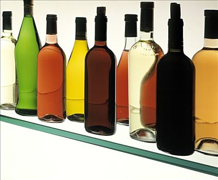 种类,葡萄酒瓶,玻璃,架子