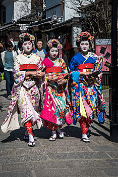 女孩,衣服,鸾舞伎,街道,东山区,京都