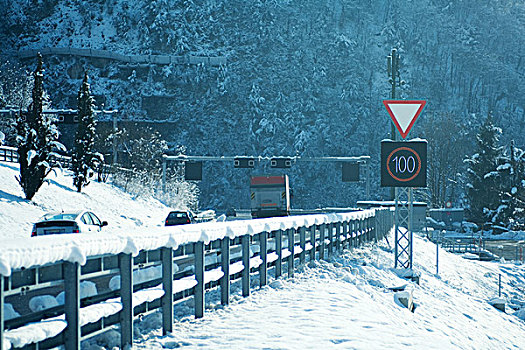瑞士,公路,山,隧道,雪,遮盖,风景