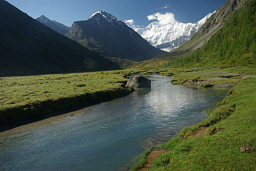 山,河,水流,峡谷,石头,岩石,陆地,靠近,漂亮,山景