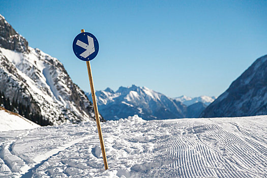 雪,路标,滑雪,滑雪道,高山滑雪
