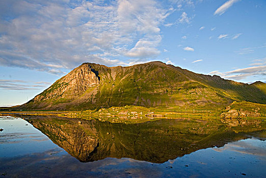 反射,山峦,浅,水塘,诺尔兰郡,挪威,欧洲