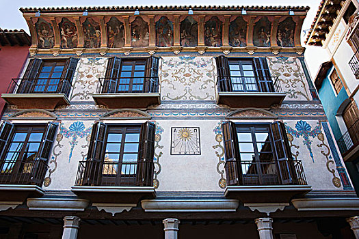 壁画,侧面,建筑,广场,韦斯卡,西班牙