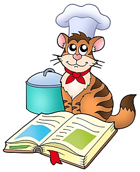 卡通,猫,厨师,食谱