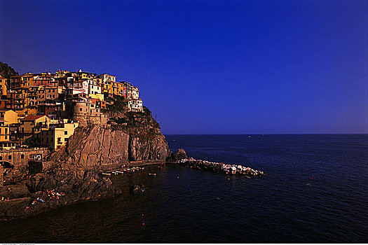 城市,悬崖,港口,里奥马焦雷,五渔村,意大利