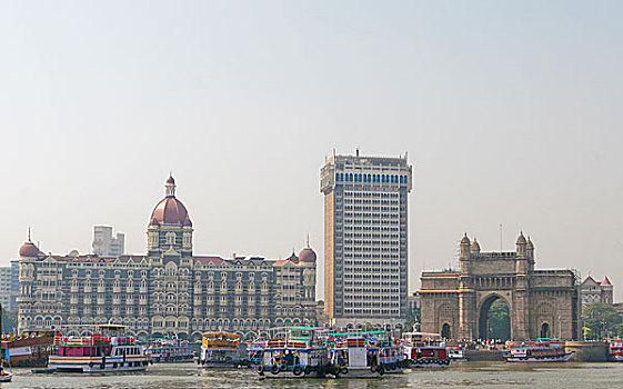 著名,泰姬陵,酒店,塔,入口,印度,孟买