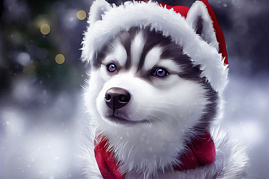圣诞装扮的狗狗