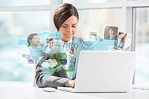 职业女性,上网,现代,笔记本电脑