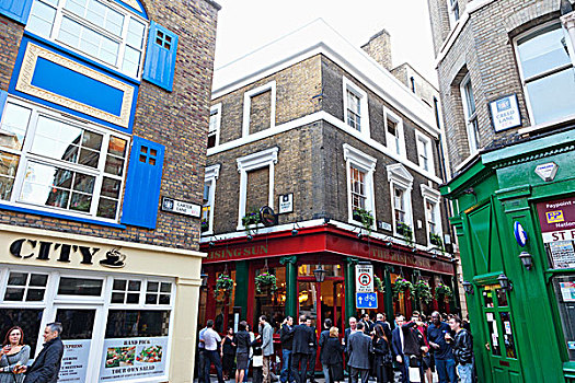 英格兰,伦敦,城市,街景,展示,酒吧,顾客,喝,街道