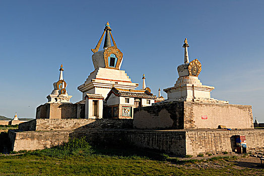 佛塔,庙宇,复杂,寺院,喀喇昆仑,蒙古,亚洲