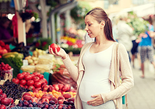 孕妇,选择,食物,街边市场