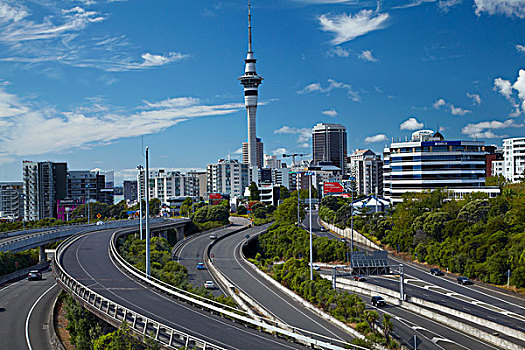 高速公路,摩天塔,奥克兰,北岛,新西兰