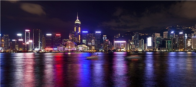 香港岛,中心,城市天际线,夜晚