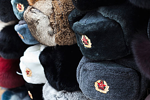 俄罗斯,莫斯科,红场,纪念品,裘皮帽