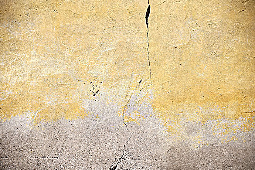 特写,黄色,建筑,裂缝,墙壁