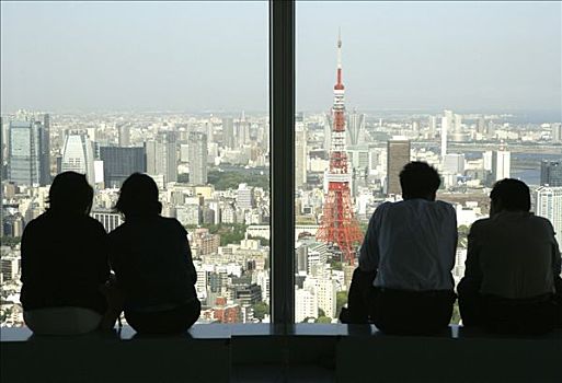眺望台,山,森大厦,东京,日本