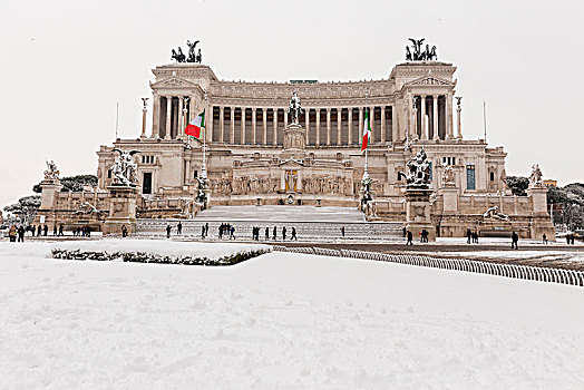 威尼斯广场,下雪,罗马,欧洲,意大利,拉齐奥,罗马省