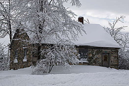雪,石屋,冬天,加拿大