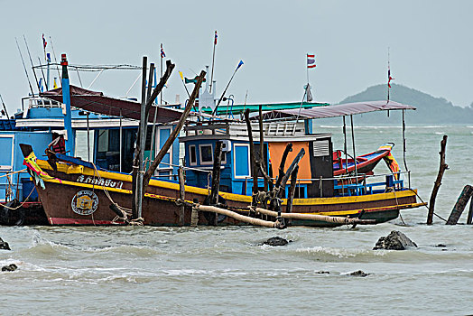 渔船,海中,苏梅岛,苏拉塔尼,省,泰国