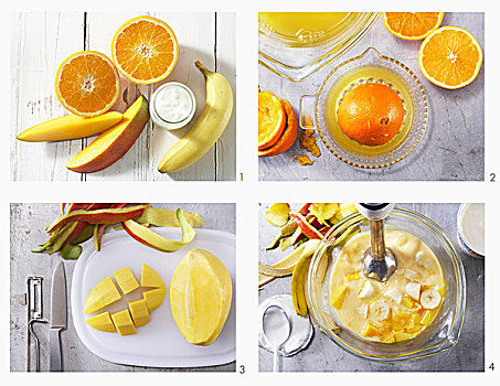 芒果,香蕉,饮料,橙汁,酸奶