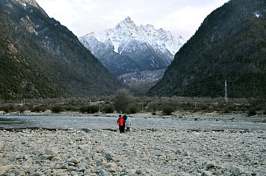 西藏,巴松措,雪山,融化