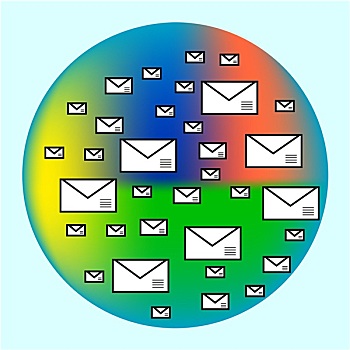 电子邮件,彩色,云,互联网,沟通