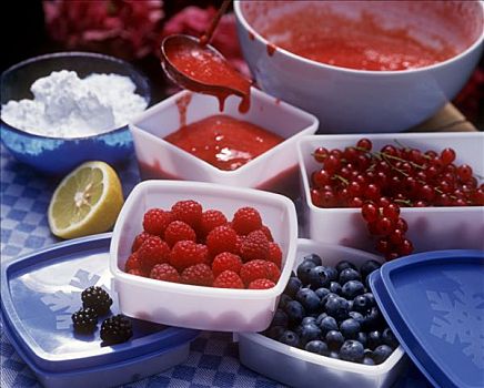 冰冷,多样,浆果,草莓味食品