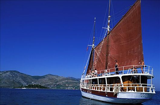 克罗地亚,达尔马提亚,游轮,传统,纵帆船