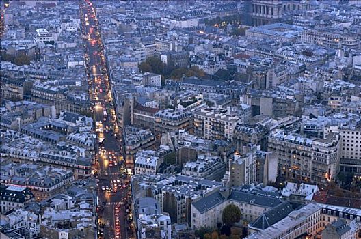 法国,巴黎,交通,街道,雷恩,黄昏,建筑