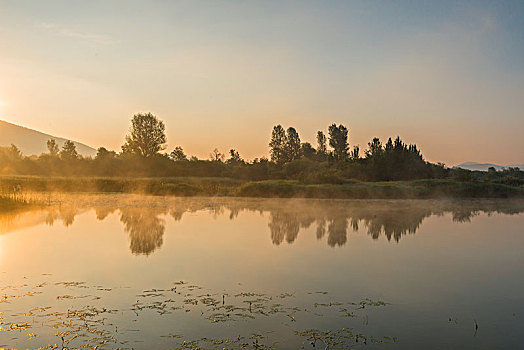 日出,湖,自然保护区,斯洛文尼亚,欧洲