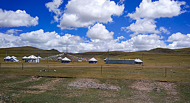 唐古拉山高原上的蒙古包