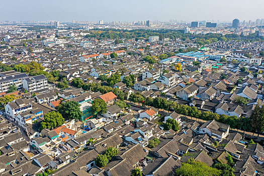 航拍江苏苏州平江历史文化街区平江路