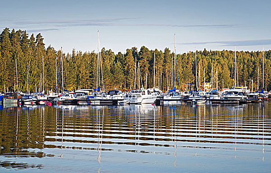 游艇,停泊,小,欧洲,码头,城镇,芬兰